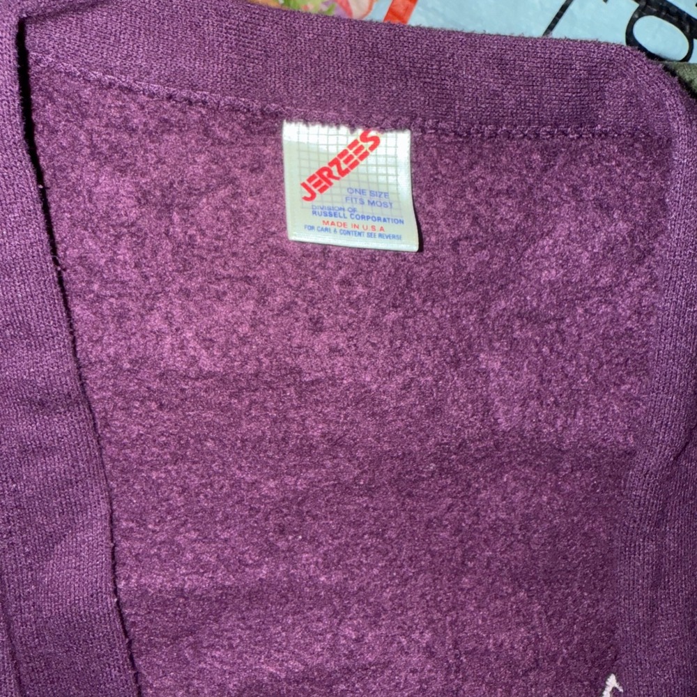 Vintage Jerzees Sweatshirt Cardigan Novelty Noahs Ark Animal Applique Purple‎ L - Picture 4 of 7